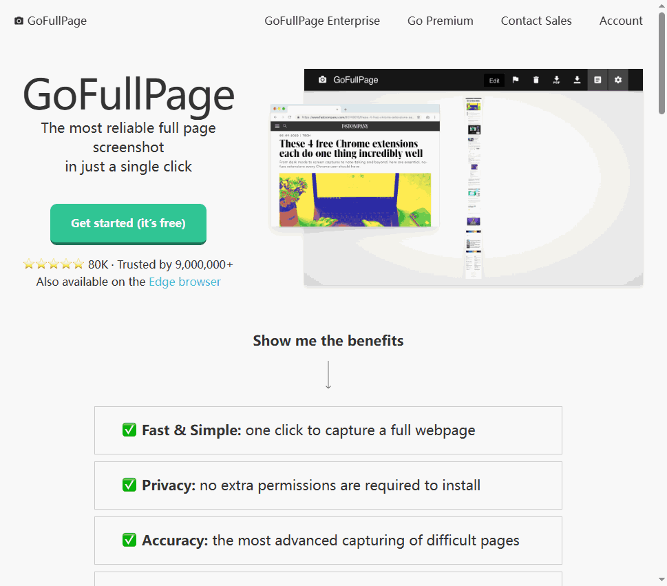 GoFullPage 网站截图