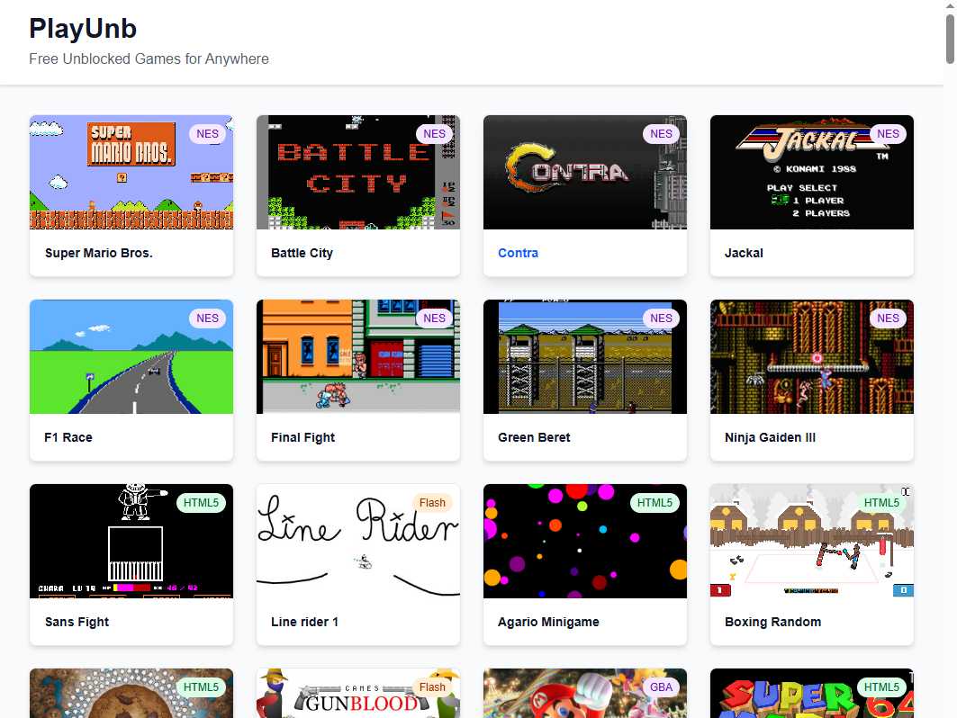 PlayUnb 网站截图